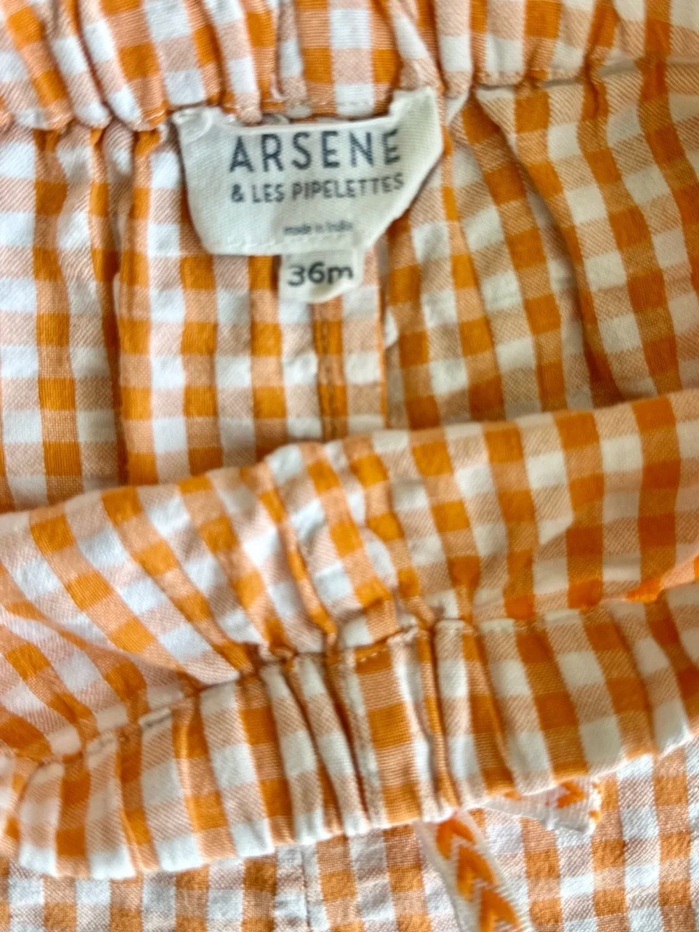 Kids Orange Gingham Drawstring Shorts